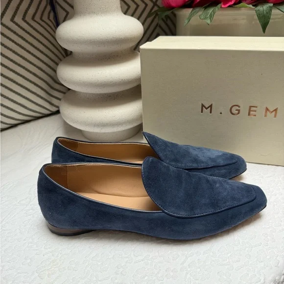 M. Gemi Blue Suede Loafers Slip-On Elegance - Picture 6 of 13